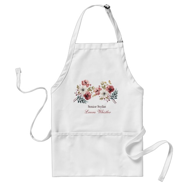 Anpassat namn för Blommigten elegant Apron Förkläde (Framsidan)