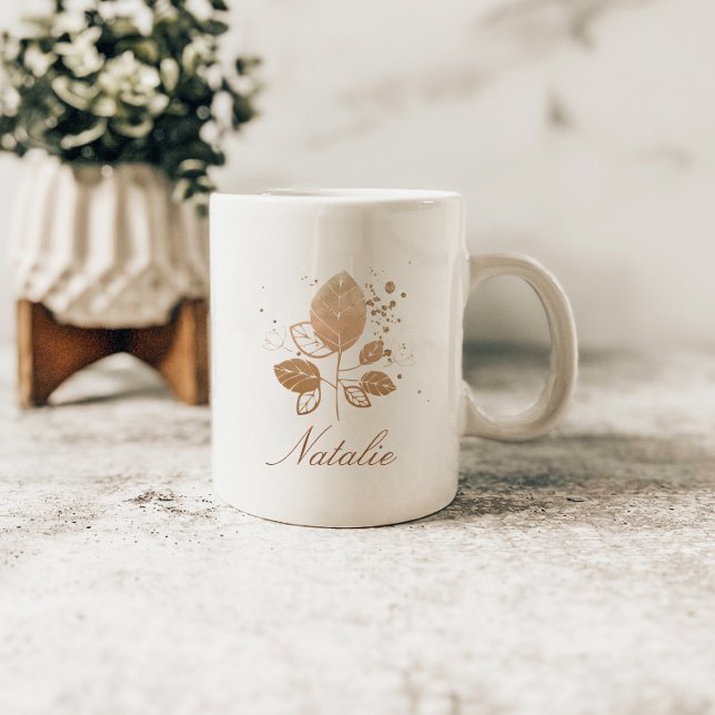 Anpassat namn för Blommigten elegant Ro Guld Kaffemugg (Skapare uppladdad)