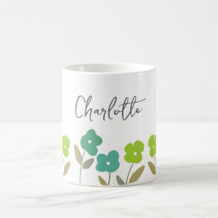 Anpassat namn för Blommigten Modern Grönt Vårar Kaffemugg