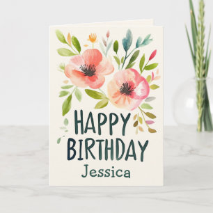 Anpassat namn för Blommigten personlig Grattis på Kort