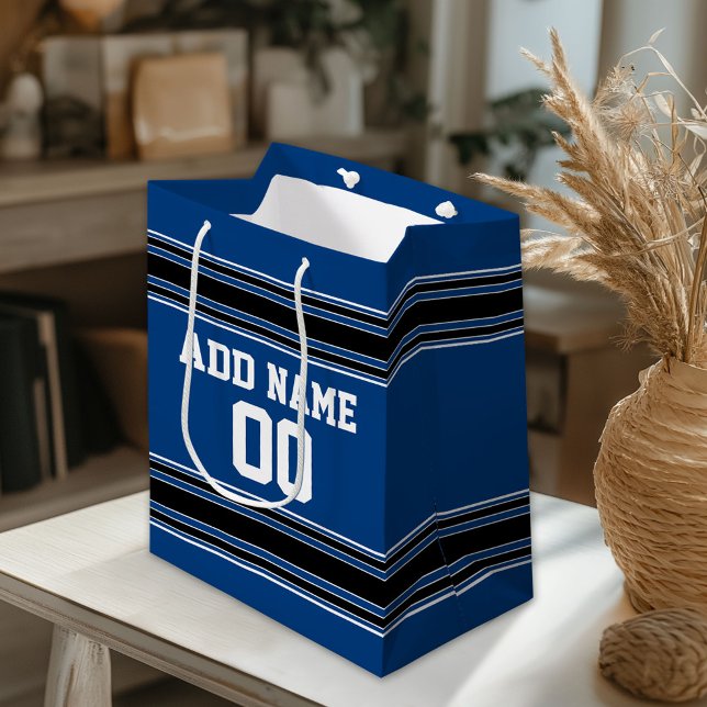 Anpassat namn för Blue- och Black Jersey Rand (Custom Gift Bag)