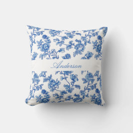 Anpassat namn för Blue och White Chinoiserie Kudde