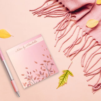 Anpassat namn för Boho Autumnal Rosa Löv Anteckningsblock