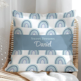 Anpassat namn för Boho Blue Rainbow Pillow Kudde