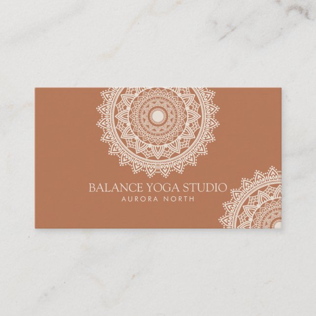 Anpassat namn för Boho Ivory Mandala Yoga Visitkort (Framsida)