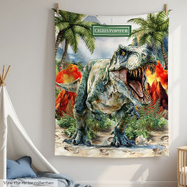 Anpassat namn för bold T-Rex-dosinosaur Blanket-ko Fleecefilt