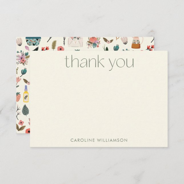 Anpassat namn för botaniska Blommigtar för skönhet Tack Kort (Fram/baksida)