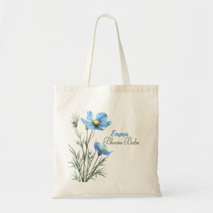 Anpassat namn för botaniskt blått Blommigt, jokert Tygkasse