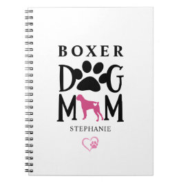 Anpassat namn för Boxer Hund Pawprint Heart Anteckningsbok