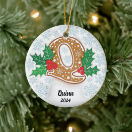 Anpassat namn för brev Q Monogram jul Julgransprydnad Keramik
