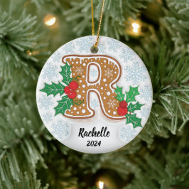 Anpassat namn för Brev R Monogram jul Julgransprydnad Keramik