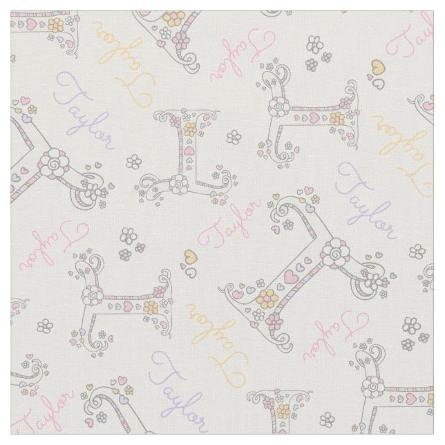 Anpassat namn för brev T Taylor-pastelltyg Tyg (Närbild)