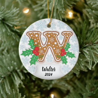 Anpassat namn för Brev W Monogram jul Julgransprydnad Keramik
