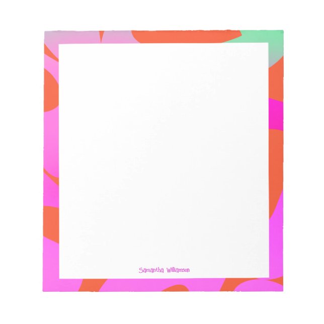 Anpassat namn för Bright Abstrakt Art Rosa Orange  Anteckningsblock (Framsida)