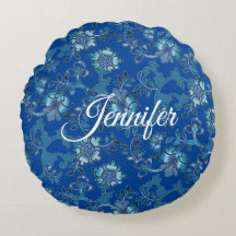 Anpassat namn för Calligraphy Elegant Blue Blommig