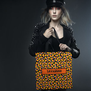 Anpassat namn för candy corn Mönster Halloween Tygkasse