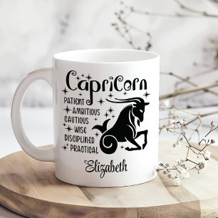 Anpassat namn för Capricorn Zodiac Horoscope Kaffemugg