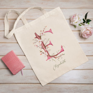 Anpassat namn för Cherry Blommar Brev 'E' Monogram Tygkasse