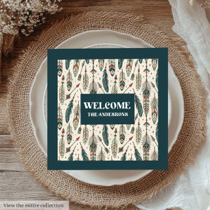 Anpassat namn för chic Boho Napkins Feathers & Arr Pappersservett