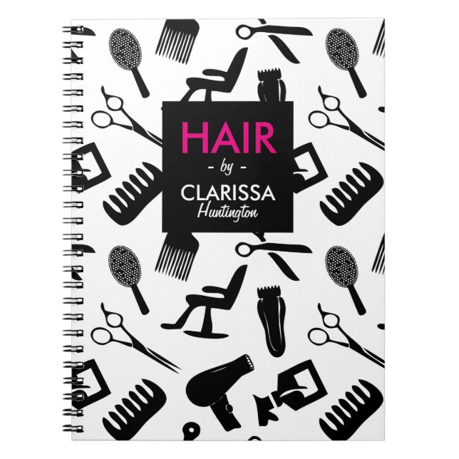 Anpassat namn för chic Hair Stylist Mönster Anteckningsbok (Framsidan)