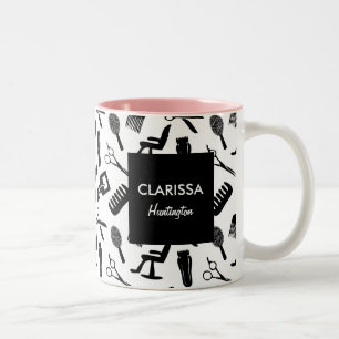 Anpassat namn för chic Hair Stylist Mönster Två-Tonad Mugg