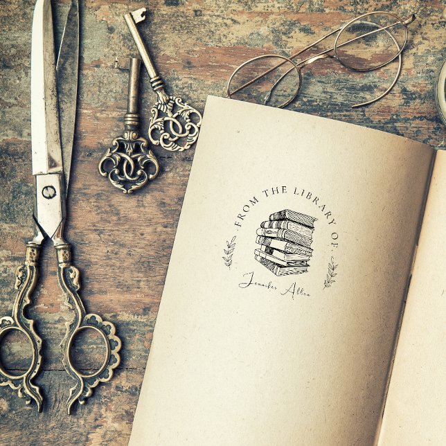 Anpassat namn för Chicen Bibliotek Bokar i elegant Stämpel (Skapare uppladdad)