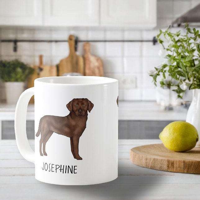Anpassat namn för Chocolate Labrador Retriever Cut Kaffemugg (Skapare uppladdad)