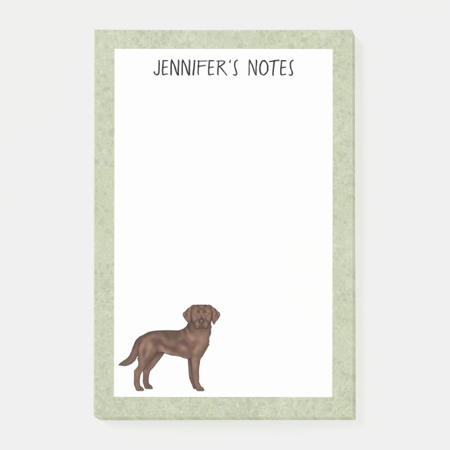 Anpassat namn för Chocolate Labrador Retriever Lab Post-it Block (Framsida)