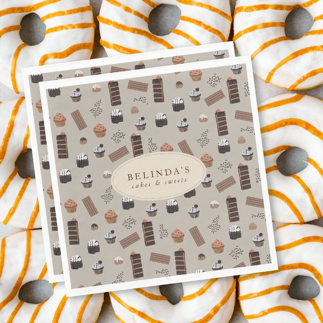 Anpassat namn för Chocolate Theme Bakery Chef Pappersservett (Chocolate Theme Bakery Chef Custom Name Napkins)