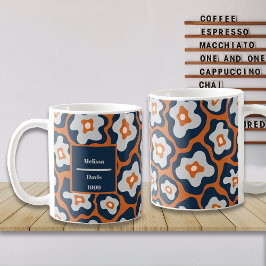 Anpassat namn för Cobalt Blues Rust Egg Flowers Kaffemugg