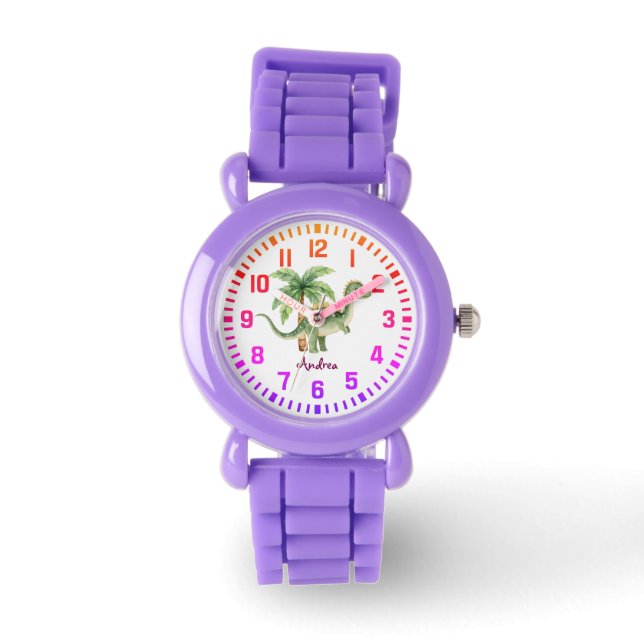 Anpassat namn för coola Smiling Dinosaur Armbandsur (Framsida)