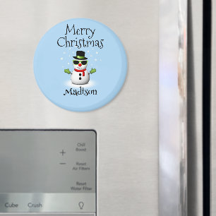 Anpassat namn för coola Snögubbe God jul Winter Magnet