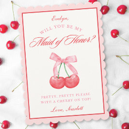 Anpassat namn för Coquette Cherry Maid of honor Fr Inbjudningar