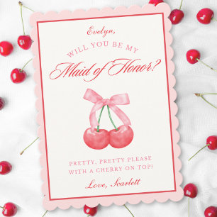 Anpassat namn för Coquette Cherry Maid of honor Fr Inbjudningar
