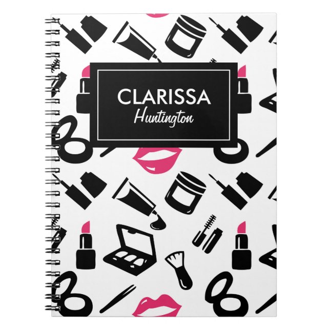 Anpassat namn för Cosmetics Mönster Anteckningsbok Med Spiral (Framsidan)