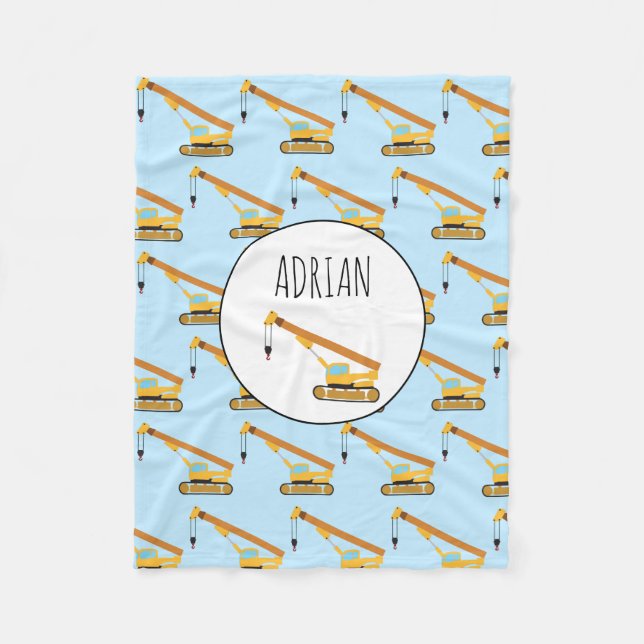 Anpassat namn för Crane Construction Baby Lastbil Fleecefilt (Framsidan)