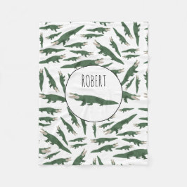 Anpassat namn för Cute Alligator Crokodile Mönster Fleecefilt