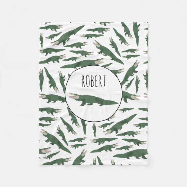 Anpassat namn för Cute Alligator Crokodile Mönster Fleecefilt (Framsidan)