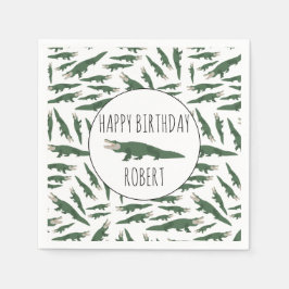 Anpassat namn för Cute Alligator Crokodile Mönster Pappersservett