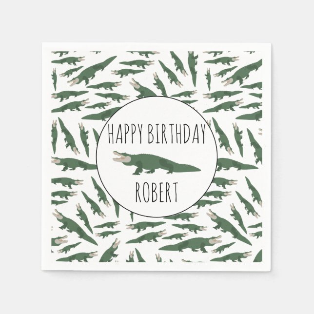Anpassat namn för Cute Alligator Crokodile Mönster Pappersservett (Framsidan)
