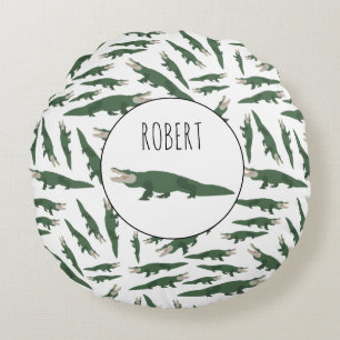 Anpassat namn för Cute Alligator Crokodile Mönster Rund Kudde