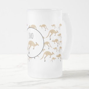 Anpassat namn för Cute Australian Kangaroo Mönster Frostat Ölglas