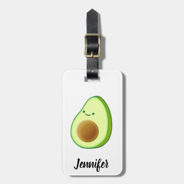 Anpassat namn för Cute Avocado Teckning Bagagebricka (Vertikal Framsida)