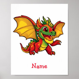 Anpassat namn för Cute Baby Dragon Poster