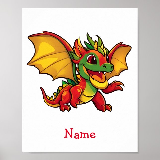 Anpassat namn för Cute Baby Dragon Poster (Framsidan)