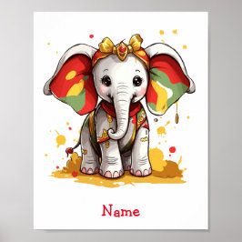Anpassat namn för Cute Baby Elephant Poster