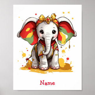 Anpassat namn för Cute Baby Elephant Poster