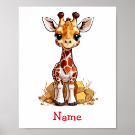Anpassat namn för Cute Baby Giraffe Poster