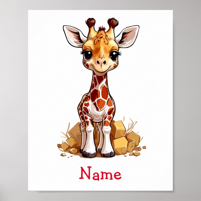 Anpassat namn för Cute Baby Giraffe Poster (Framsidan)