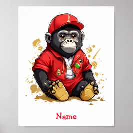 Anpassat namn för Cute Baby Gorilla Poster